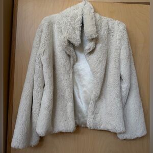 Winter white Sz S faux fur evening, prom, cocktail party jacket